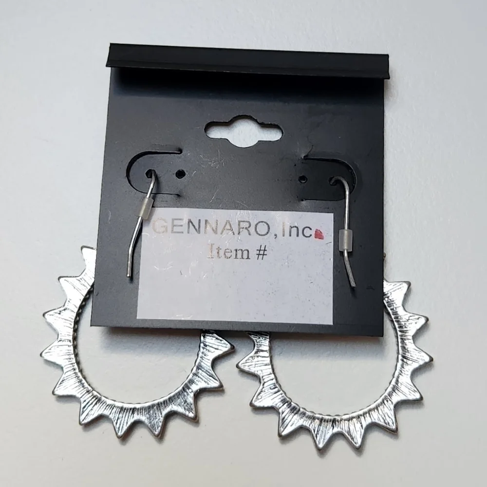 g by Gennaro Teardrop Hoop Dangle Earrings Silver Tone